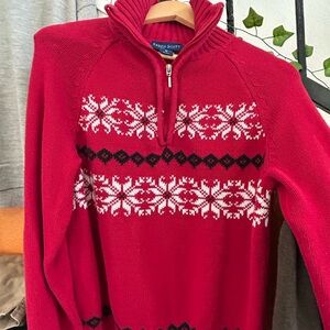 Karen Scott Festive Red Sweater with Snowflake Design